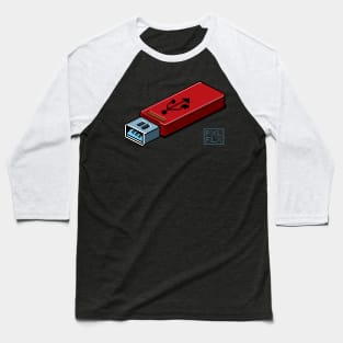 Isometric Pixel Art USB Baseball T-Shirt